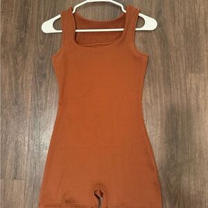 wild fable Ribbed Tank Romper in Rust Brown